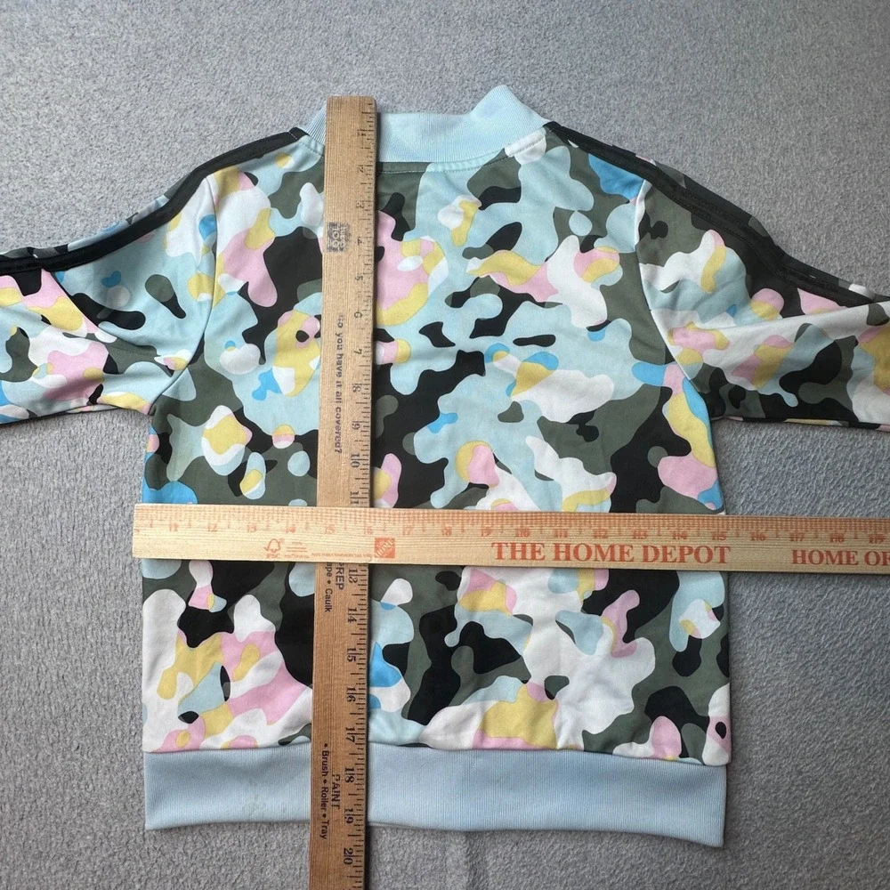 Adidas Track Jacket Kids S 7/8 AP4545 Multi-Color Camo 3-Stripes Full Zip